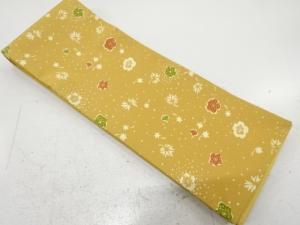 草花に霰模様　半幅帯